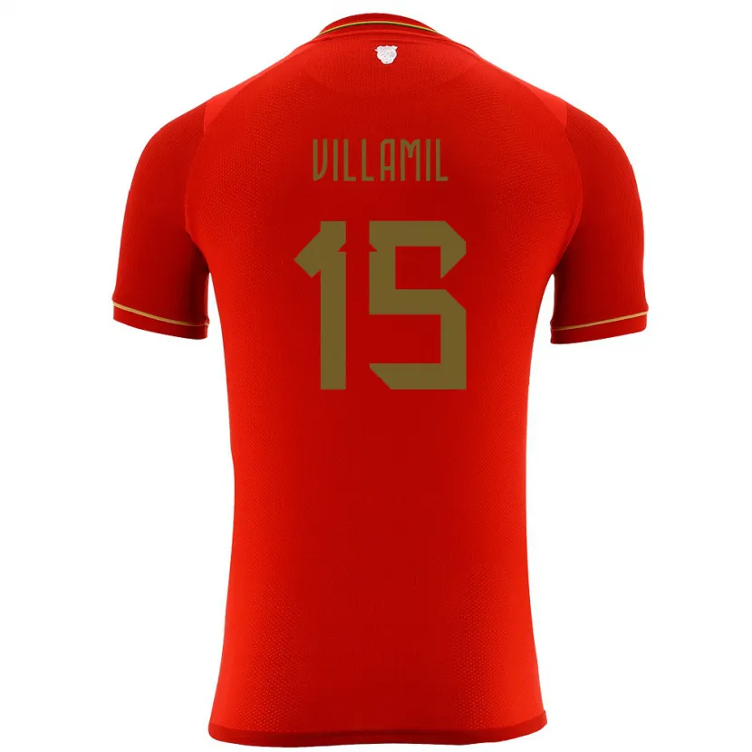 Danxen Uomo Maglia Bolivia Gabriel Villamíl #15 Rosso Kit Gara Away 24-26 Maglietta