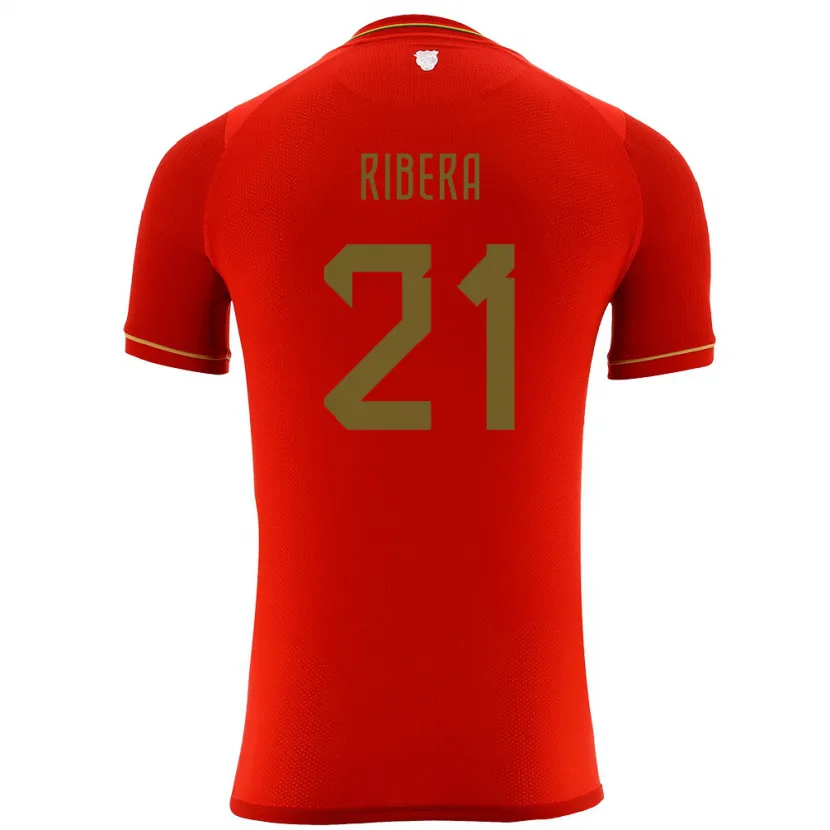 Danxen Uomo Maglia Bolivia Daniel Ribera #21 Rosso Kit Gara Away 24-26 Maglietta