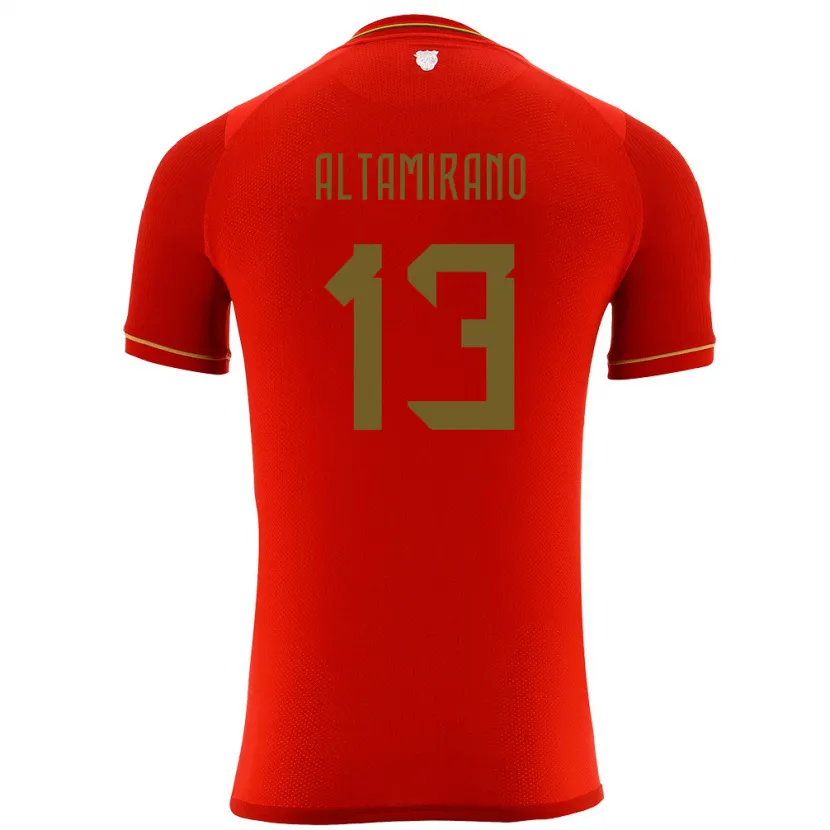Danxen Uomo Maglia Bolivia Sebastian Altamirano #13 Rosso Kit Gara Away 24-26 Maglietta