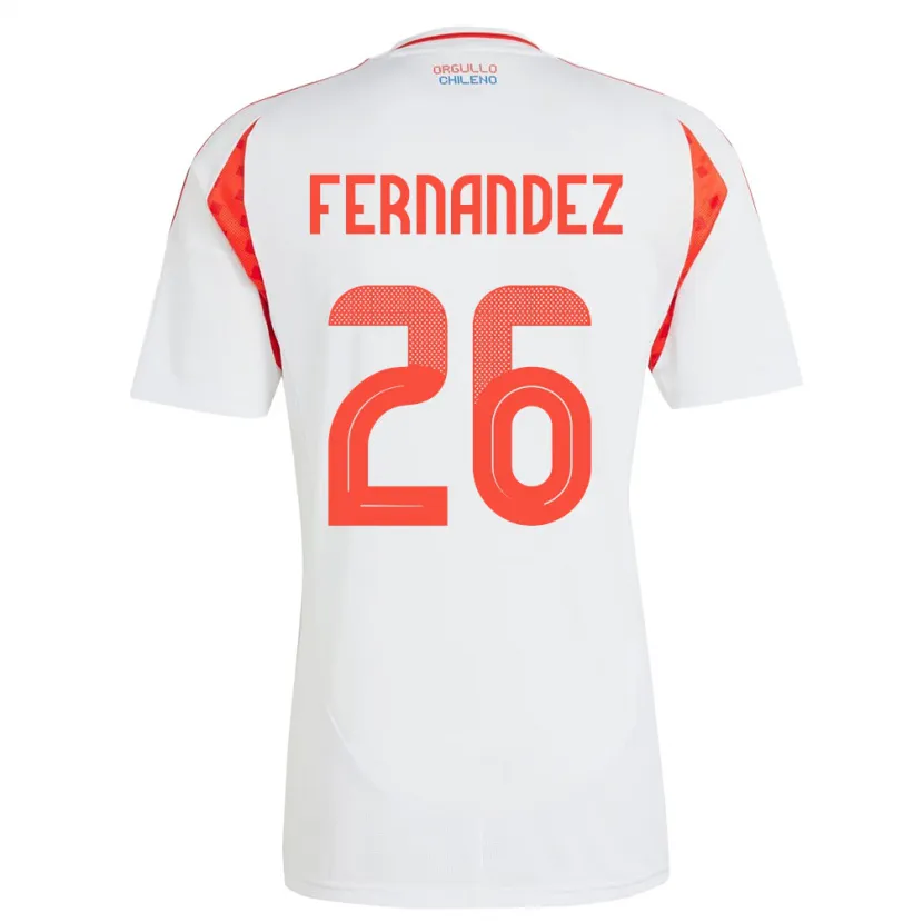 Danxen Uomo Maglia Cile Nicolás Fernández #26 Bianco Kit Gara Away 24-26 Maglietta