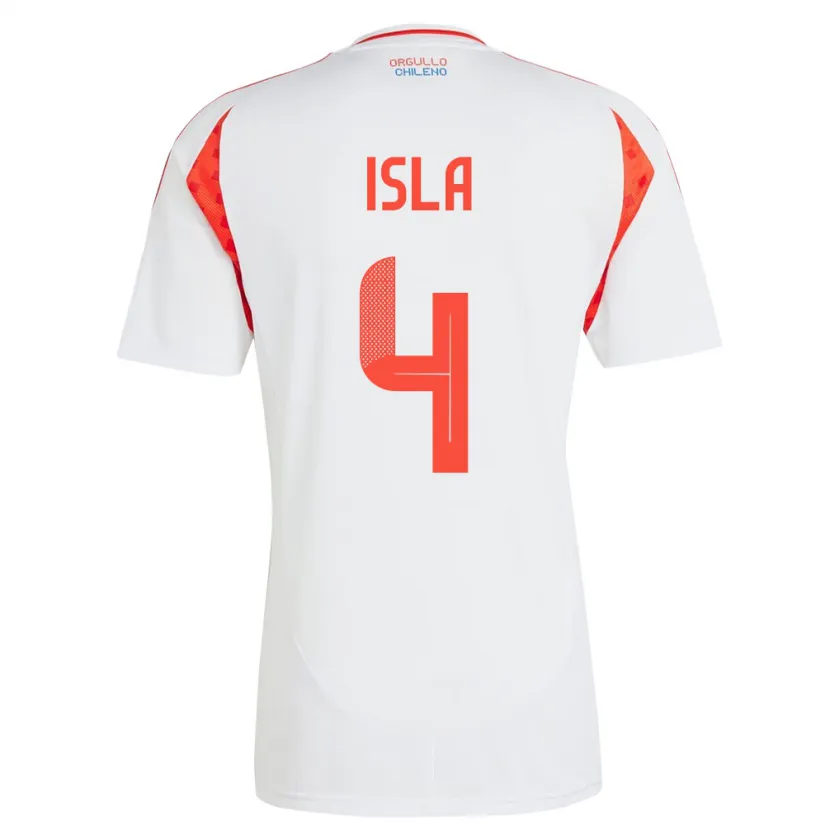 Danxen Uomo Maglia Cile Mauricio Isla #4 Bianco Kit Gara Away 24-26 Maglietta
