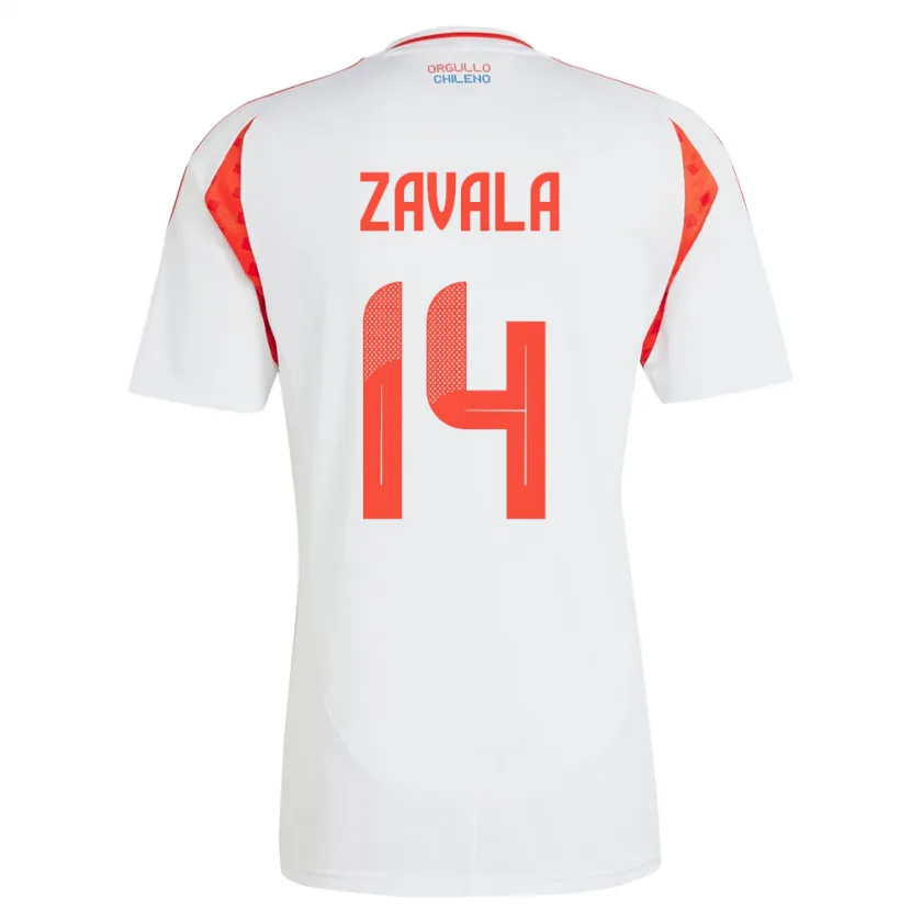Danxen Uomo Maglia Cile Cristián Zavala #14 Bianco Kit Gara Away 24-26 Maglietta
