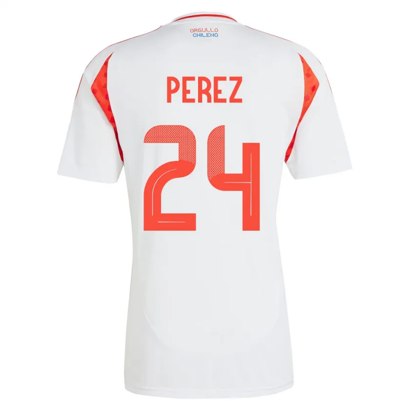 Danxen Uomo Maglia Cile César Pérez #24 Bianco Kit Gara Away 24-26 Maglietta