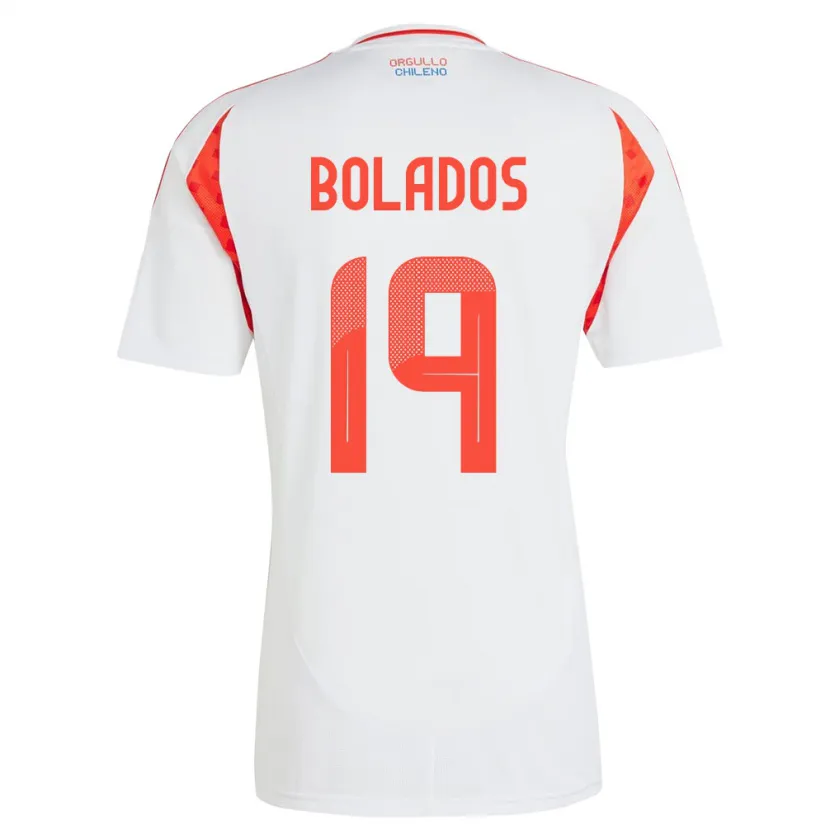 Danxen Uomo Maglia Cile Marcos Bolados #19 Bianco Kit Gara Away 24-26 Maglietta