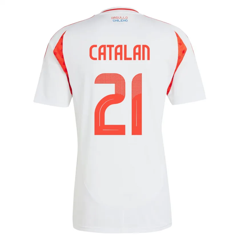 Danxen Uomo Maglia Cile Matías Catalán #21 Bianco Kit Gara Away 24-26 Maglietta