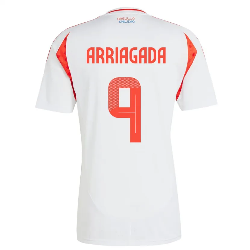 Danxen Uomo Maglia Cile Luciano Arriagada #9 Bianco Kit Gara Away 24-26 Maglietta