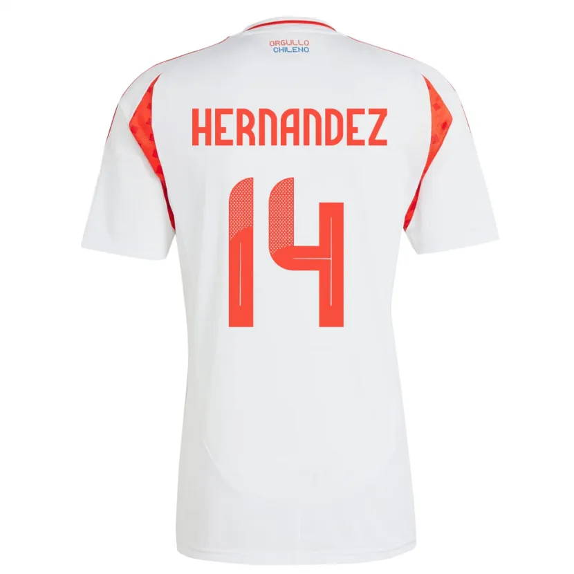 Danxen Uomo Maglia Cile Leandro Hernández #14 Bianco Kit Gara Away 24-26 Maglietta