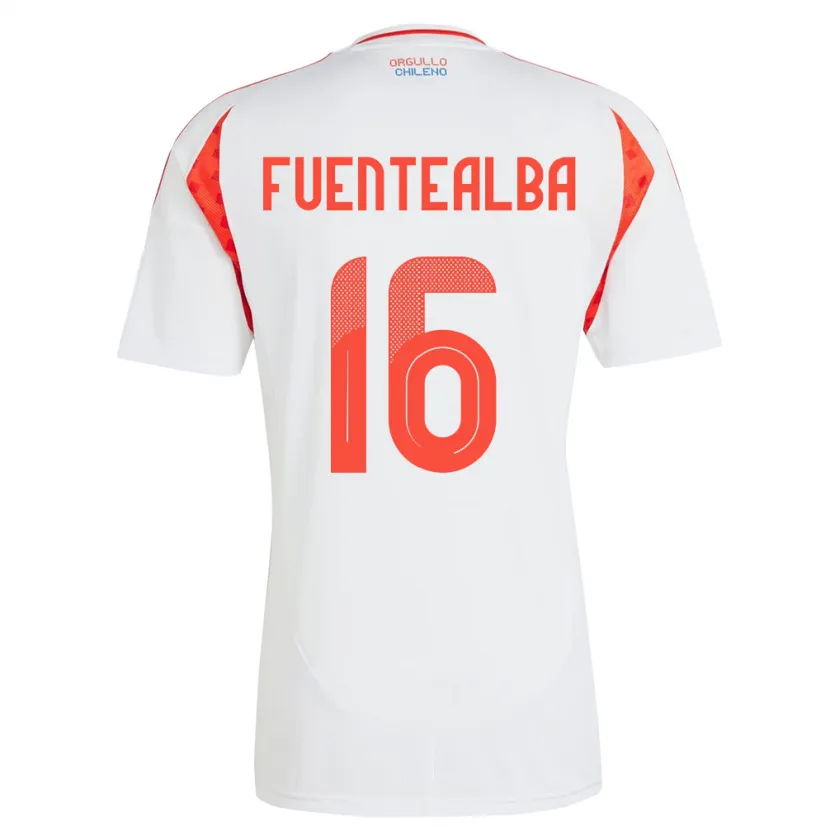 Danxen Uomo Maglia Cile Jeison Fuentealba #16 Bianco Kit Gara Away 24-26 Maglietta