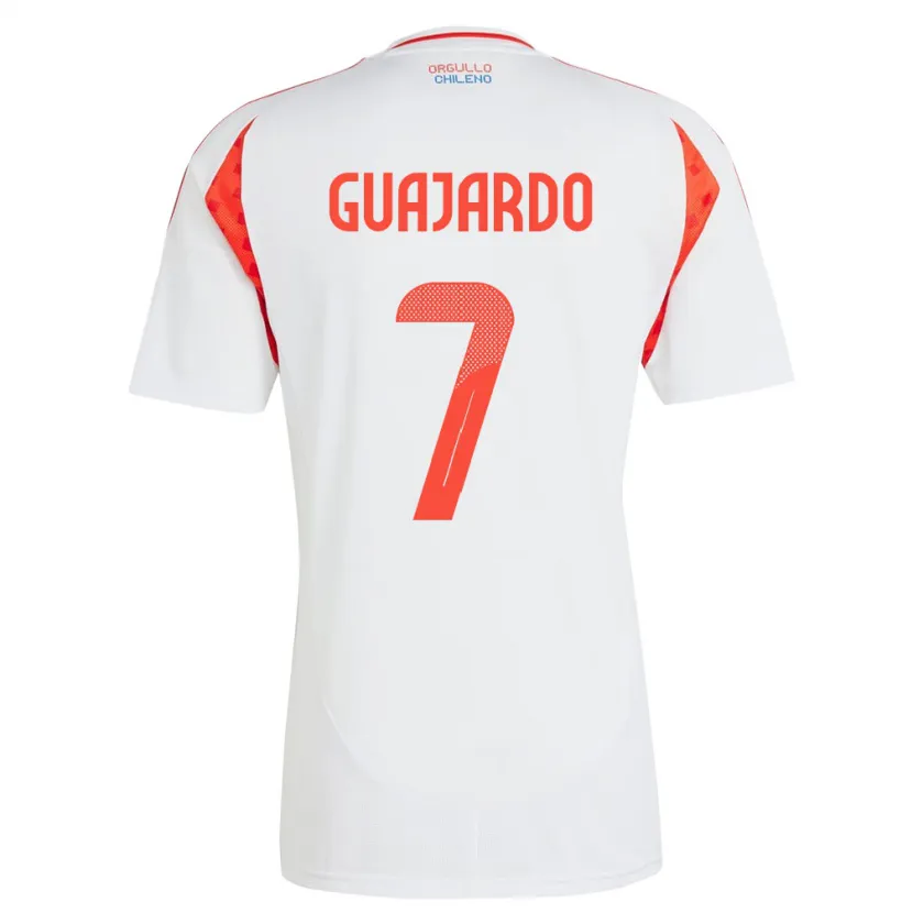 Danxen Uomo Maglia Cile Paolo Guajardo #7 Bianco Kit Gara Away 24-26 Maglietta
