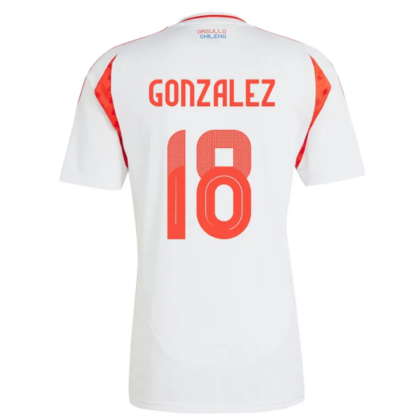 Danxen Uomo Maglia Cile Bryan González #18 Bianco Kit Gara Away 24-26 Maglietta
