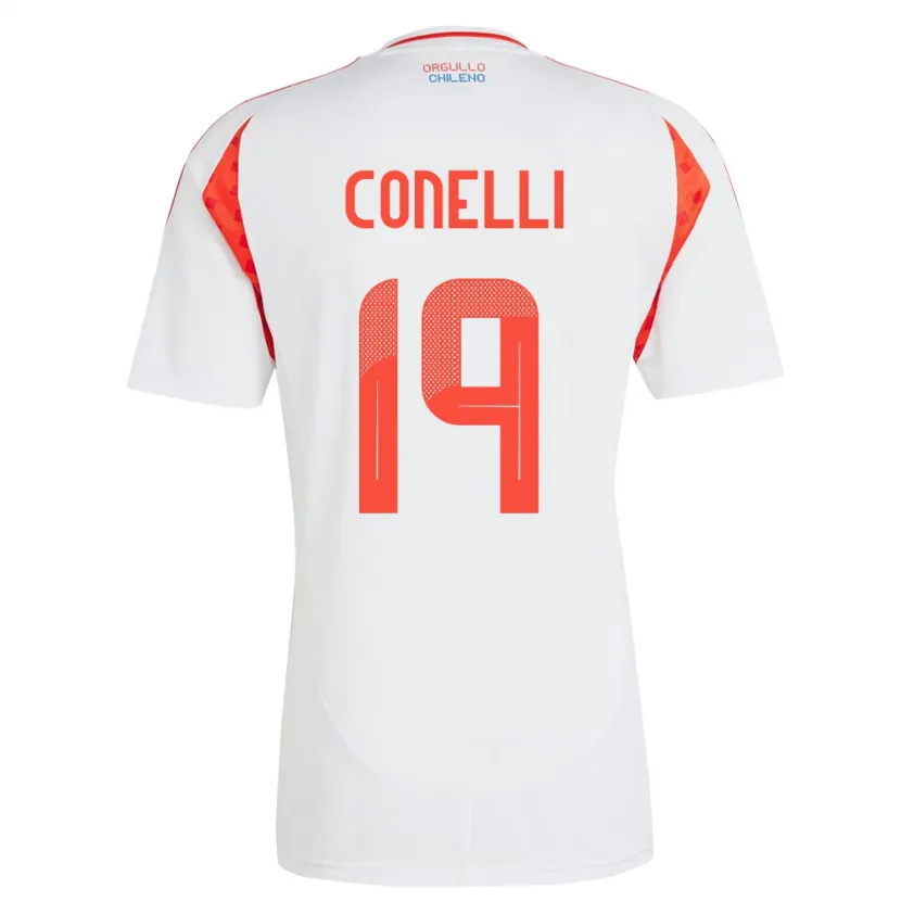 Danxen Uomo Maglia Cile Vicente Conelli #19 Bianco Kit Gara Away 24-26 Maglietta