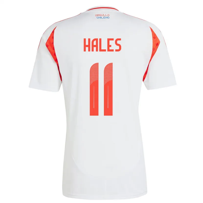 Danxen Uomo Maglia Cile Alejandro Hales #11 Bianco Kit Gara Away 24-26 Maglietta