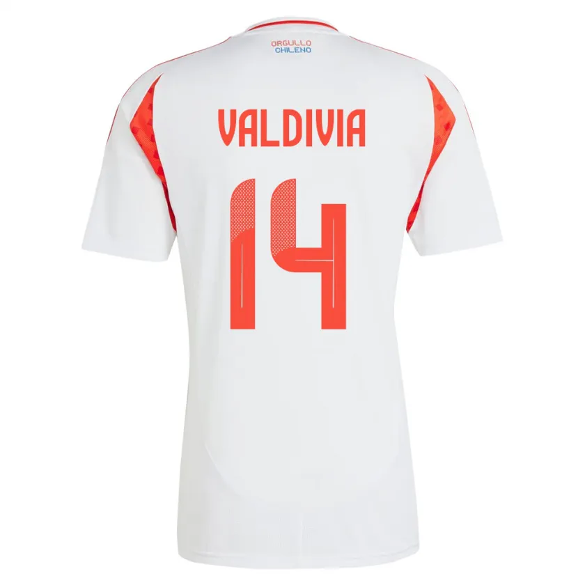 Danxen Uomo Maglia Cile Felipe Valdivia #14 Bianco Kit Gara Away 24-26 Maglietta