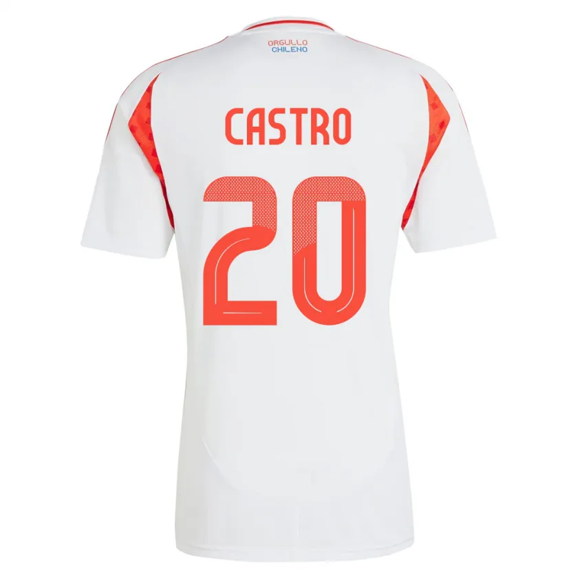 Danxen Uomo Maglia Cile Benjamín Castro #20 Bianco Kit Gara Away 24-26 Maglietta