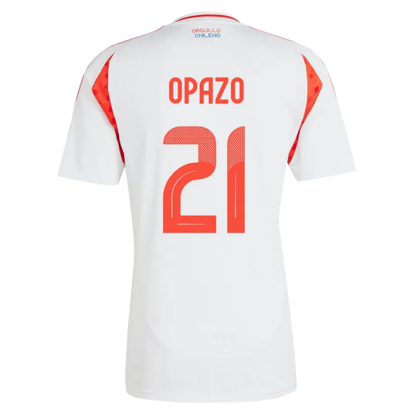 Danxen Uomo Maglia Cile Diego Opazo #21 Bianco Kit Gara Away 24-26 Maglietta