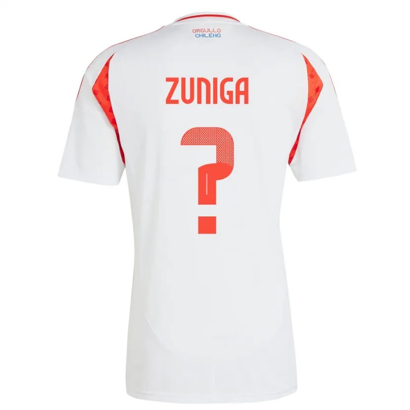 Danxen Uomo Maglia Cile Máximo Zúñiga #0 Bianco Kit Gara Away 24-26 Maglietta