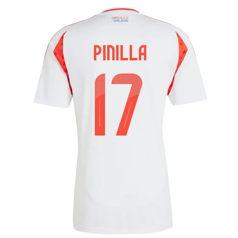 Danxen Uomo Maglia Cile Fernanda Pinilla #17 Bianco Kit Gara Away 24-26 Maglietta