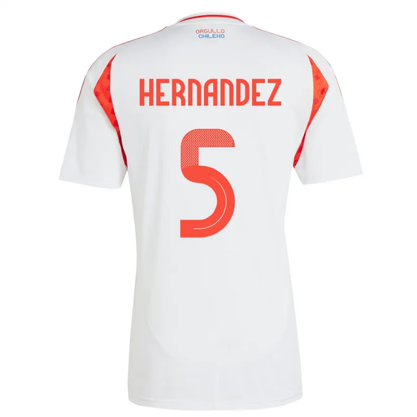 Danxen Uomo Maglia Cile Monserrat Hernández #5 Bianco Kit Gara Away 24-26 Maglietta