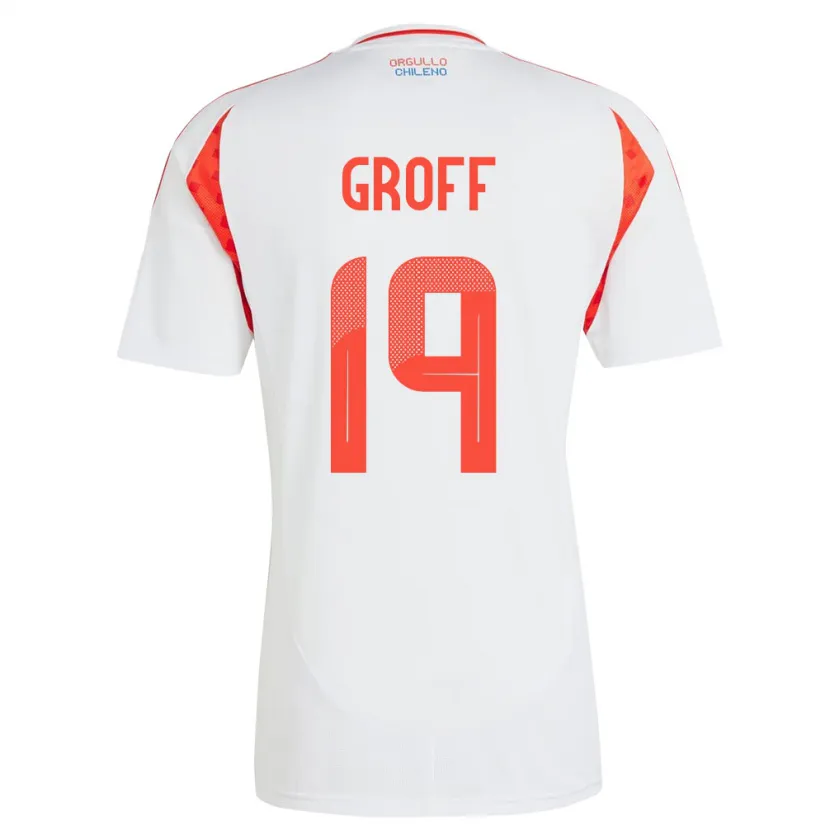 Danxen Uomo Maglia Cile Llanka Groff #19 Bianco Kit Gara Away 24-26 Maglietta