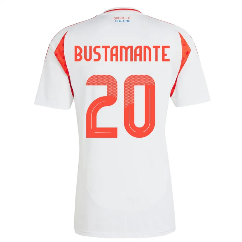 Danxen Uomo Maglia Cile Paloma Bustamante #20 Bianco Kit Gara Away 24-26 Maglietta