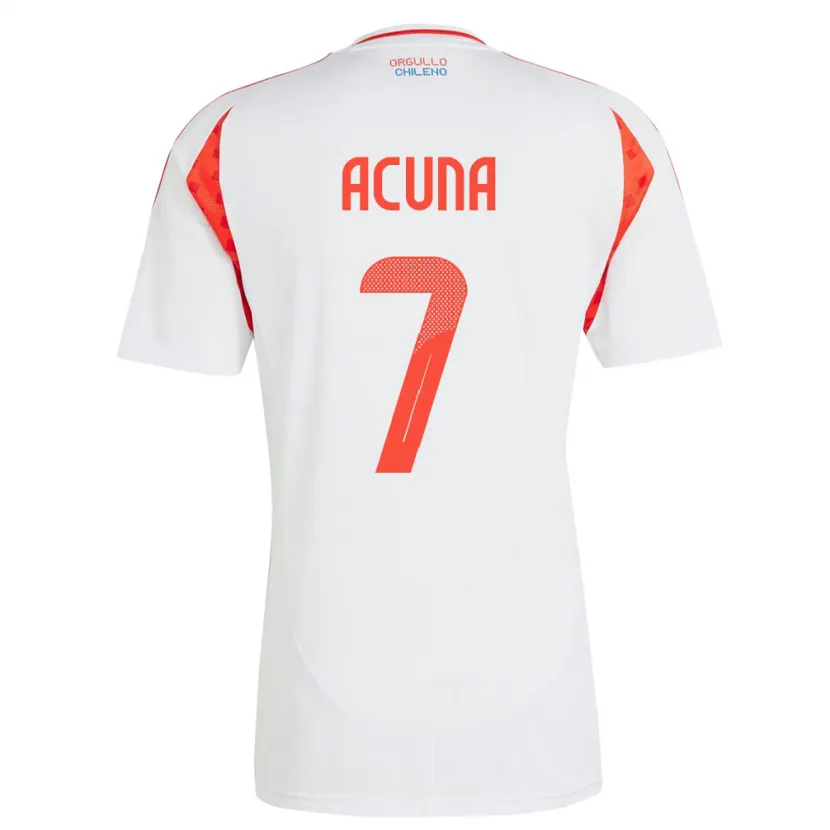 Danxen Uomo Maglia Cile Yenny Acuña #7 Bianco Kit Gara Away 24-26 Maglietta