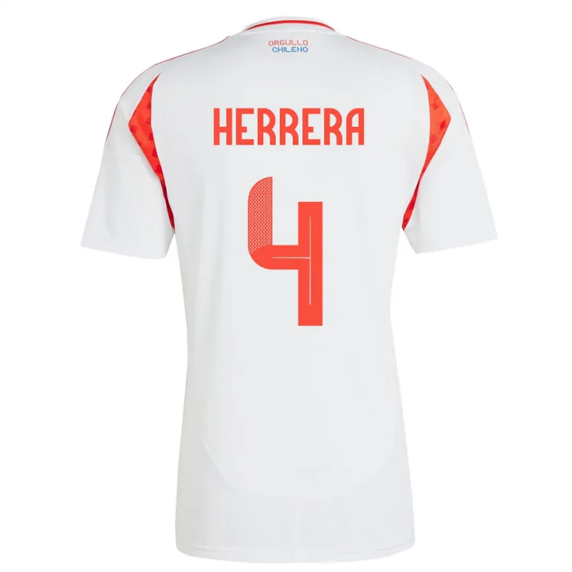 Danxen Uomo Maglia Cile Claudia Herrera #4 Bianco Kit Gara Away 24-26 Maglietta