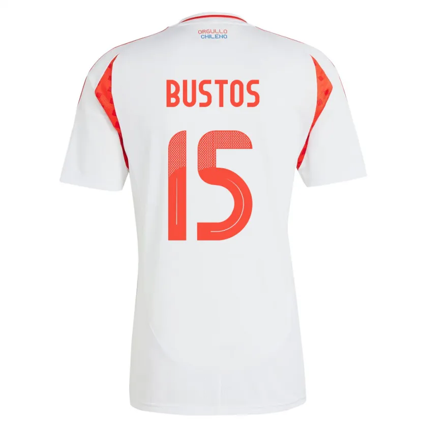 Danxen Uomo Maglia Cile Melissa Bustos #15 Bianco Kit Gara Away 24-26 Maglietta