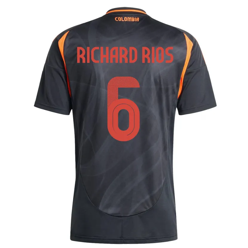 Danxen Uomo Maglia Colombia Richard Ríos #6 Nero Kit Gara Away 24-26 Maglietta