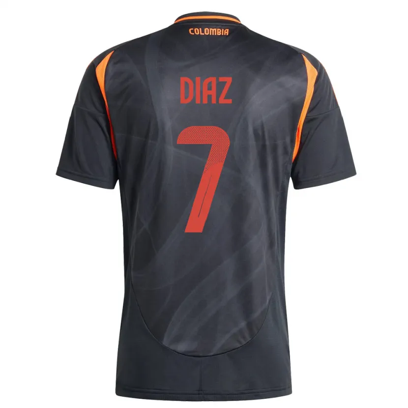 Danxen Uomo Maglia Colombia Luis Díaz #7 Nero Kit Gara Away 24-26 Maglietta