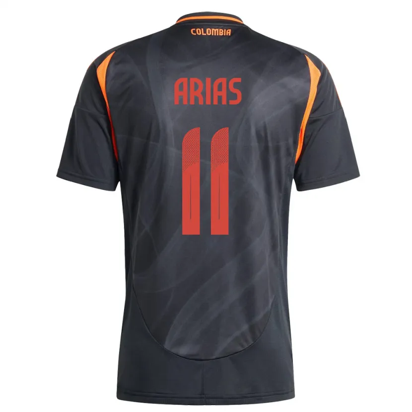 Danxen Uomo Maglia Colombia Jhon Arias #11 Nero Kit Gara Away 24-26 Maglietta