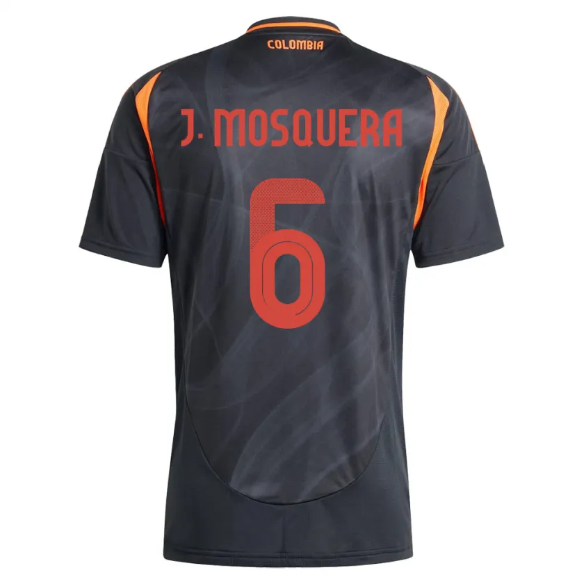 Danxen Uomo Maglia Colombia Juan Mosquera #6 Nero Kit Gara Away 24-26 Maglietta