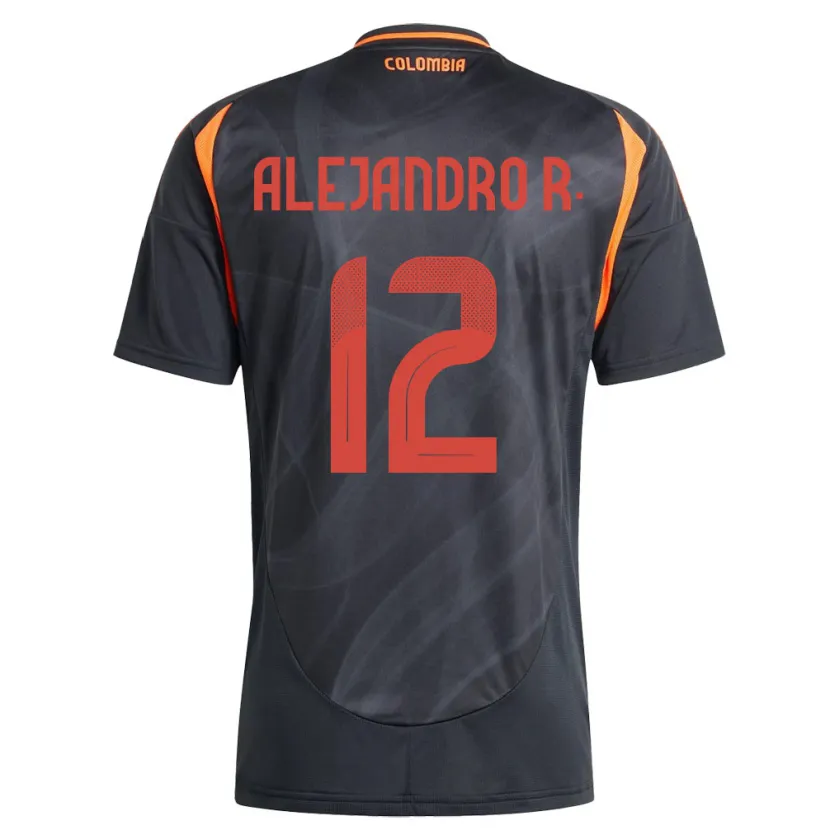 Danxen Uomo Maglia Colombia Alejandro Rodríguez #12 Nero Kit Gara Away 24-26 Maglietta