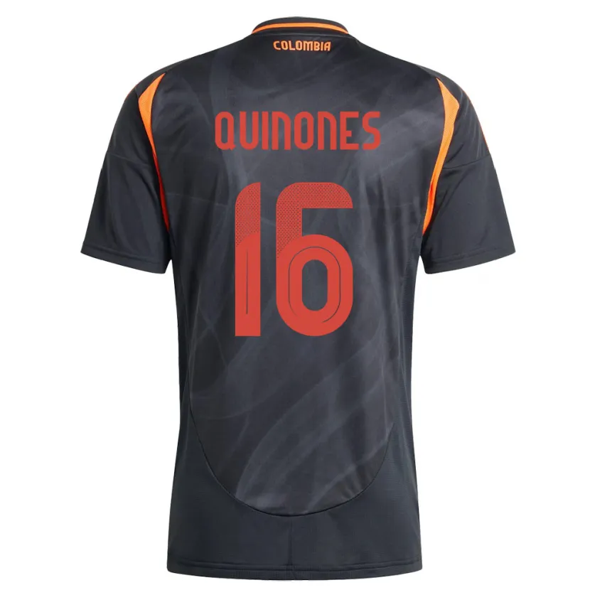 Danxen Uomo Maglia Colombia Nelson Quiñónes #16 Nero Kit Gara Away 24-26 Maglietta