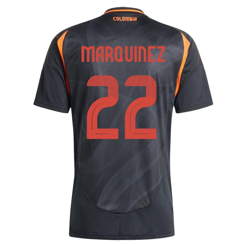 Danxen Uomo Maglia Colombia Luis Marquinez #22 Nero Kit Gara Away 24-26 Maglietta