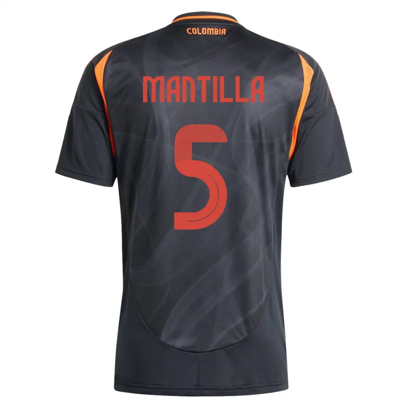 Danxen Uomo Maglia Colombia Kevin Mantilla #5 Nero Kit Gara Away 24-26 Maglietta