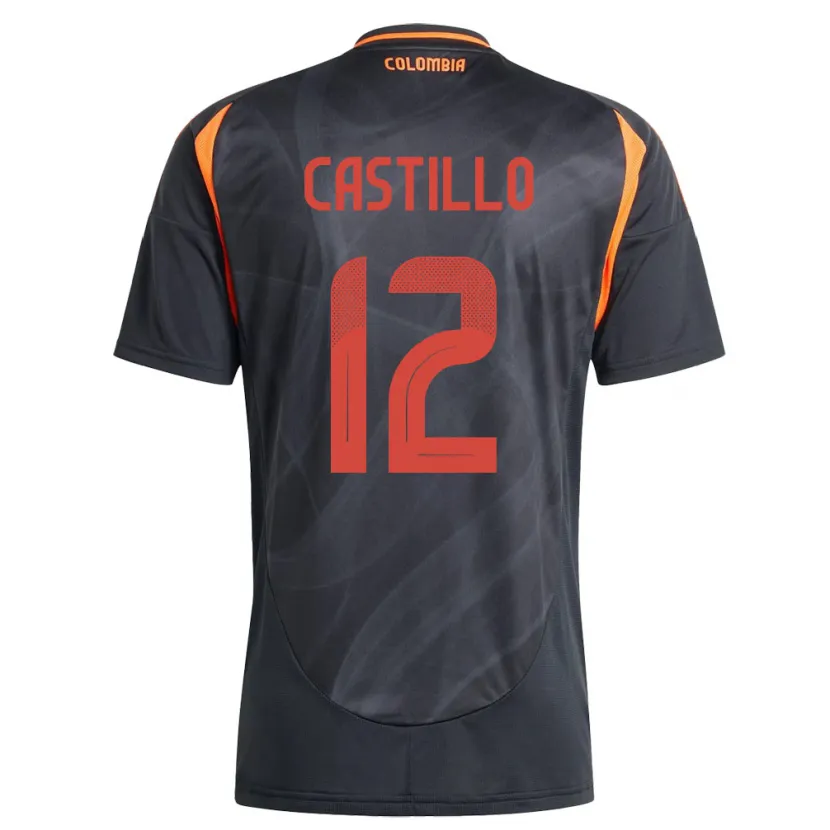 Danxen Uomo Maglia Colombia Juan Castillo #12 Nero Kit Gara Away 24-26 Maglietta