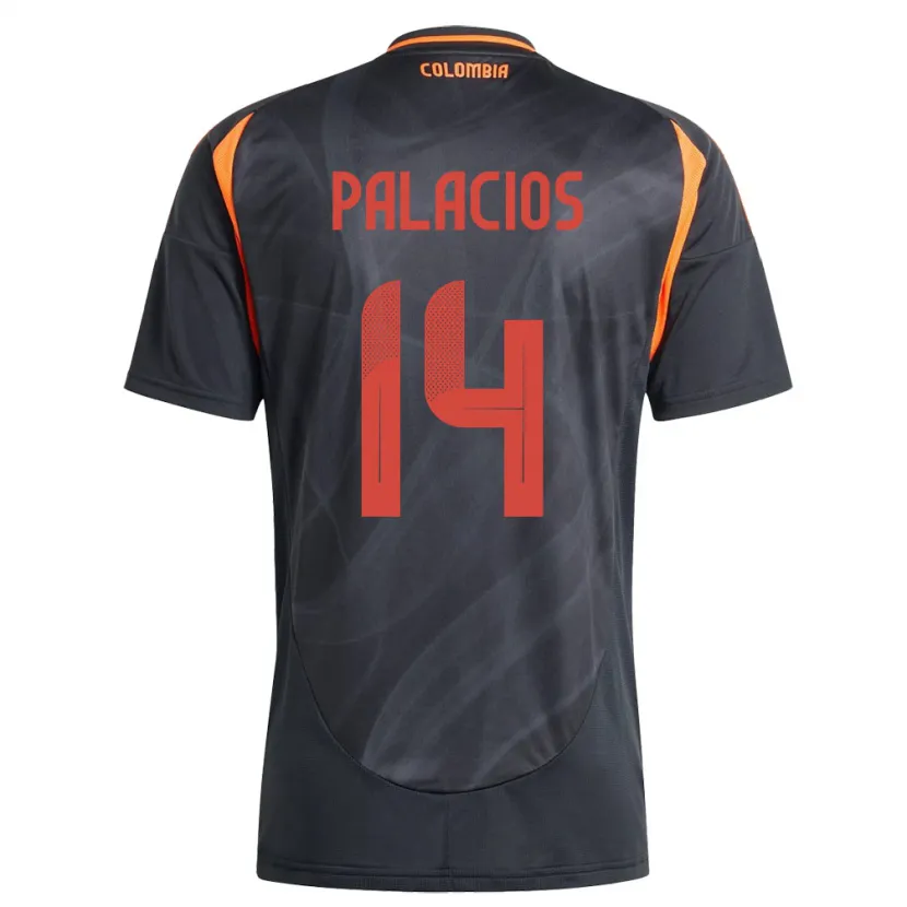 Danxen Uomo Maglia Colombia Julián Palacios #14 Nero Kit Gara Away 24-26 Maglietta