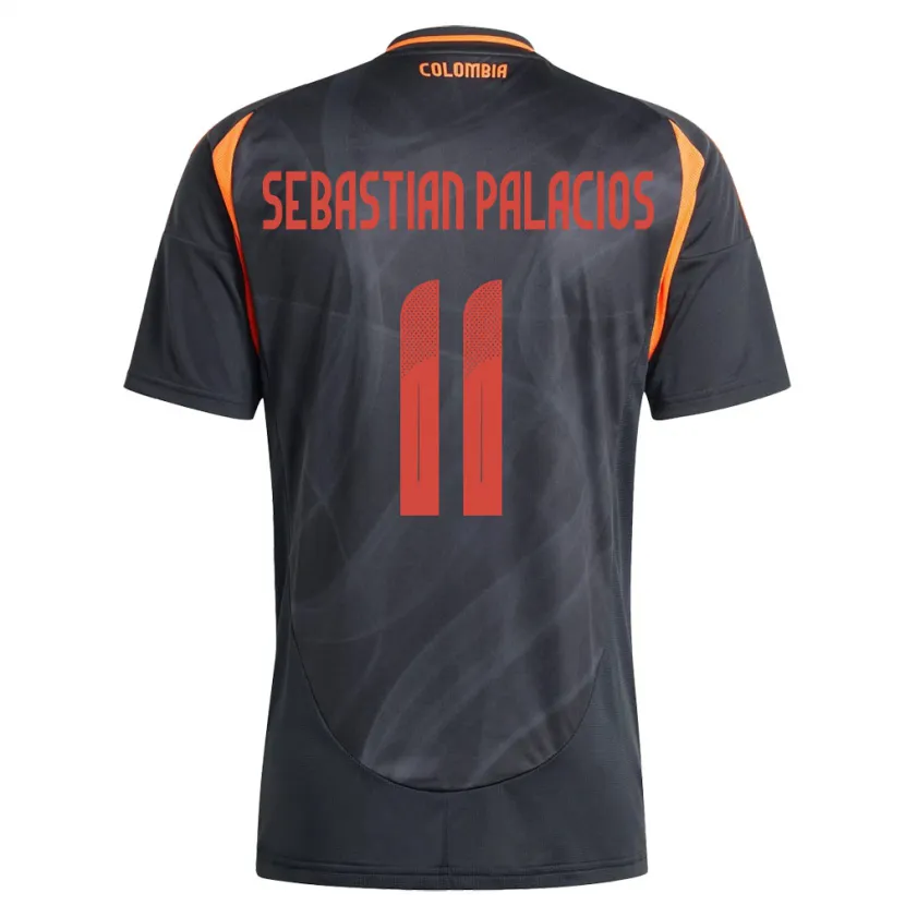 Danxen Uomo Maglia Colombia Juan Sebastián Palacios #11 Nero Kit Gara Away 24-26 Maglietta