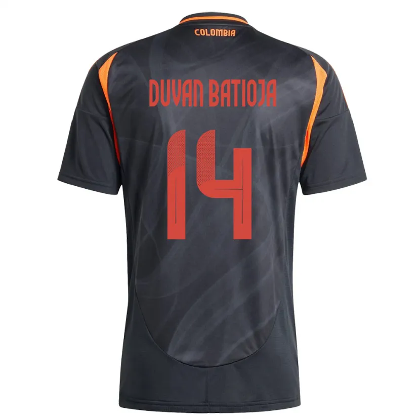 Danxen Uomo Maglia Colombia Andy Duván Batioja #14 Nero Kit Gara Away 24-26 Maglietta