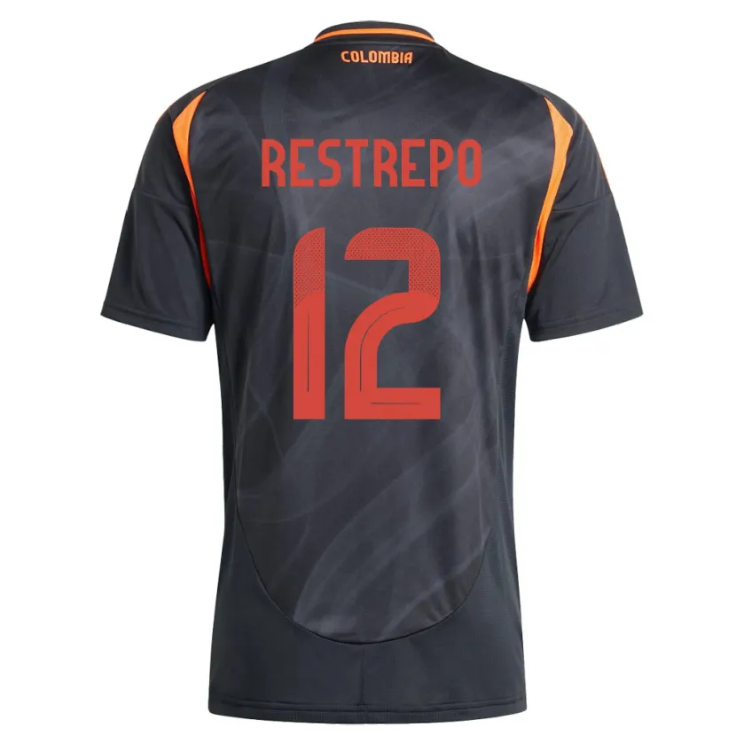 Danxen Uomo Maglia Colombia Valery Restrepo #12 Nero Kit Gara Away 24-26 Maglietta