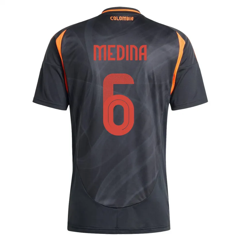 Danxen Uomo Maglia Colombia Paula Medina #6 Nero Kit Gara Away 24-26 Maglietta