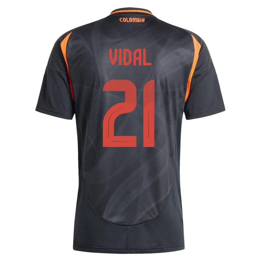 Danxen Uomo Maglia Colombia Ingrid Vidal #21 Nero Kit Gara Away 24-26 Maglietta