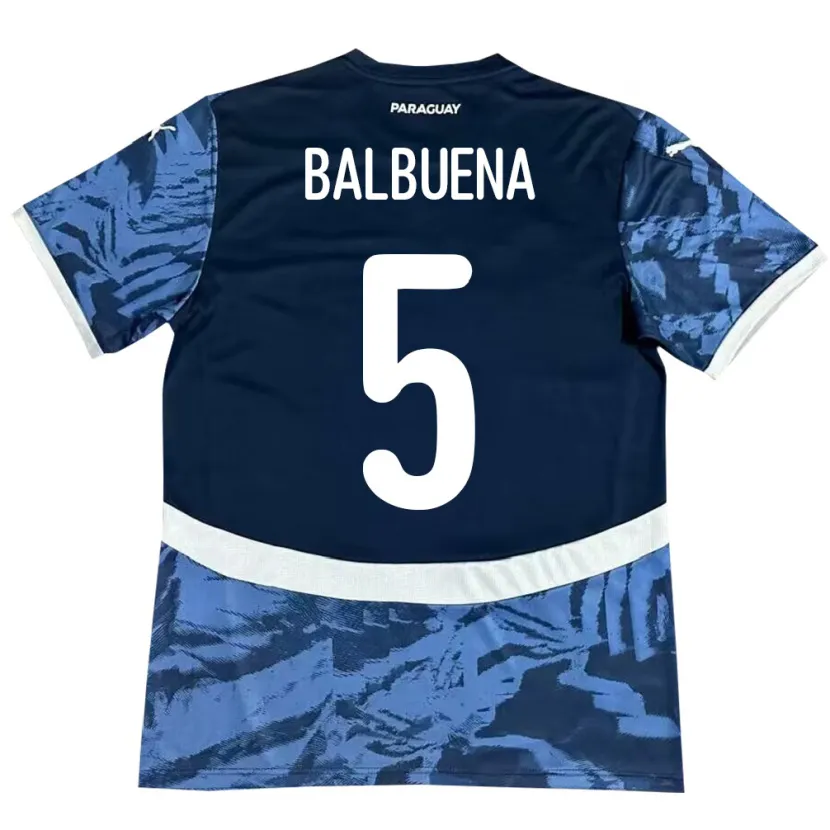 Danxen Uomo Maglia Paraguay Fabián Balbuena #5 Blu Kit Gara Away 24-26 Maglietta