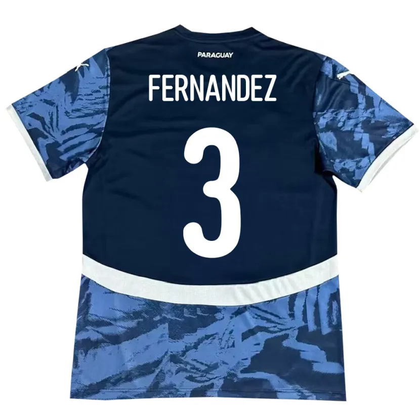 Danxen Uomo Maglia Paraguay Roberto Fernández #3 Blu Kit Gara Away 24-26 Maglietta