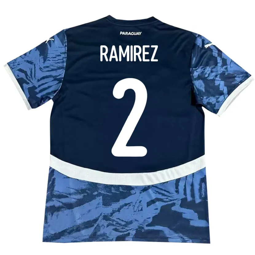 Danxen Uomo Maglia Paraguay Iván Ramírez #2 Blu Kit Gara Away 24-26 Maglietta
