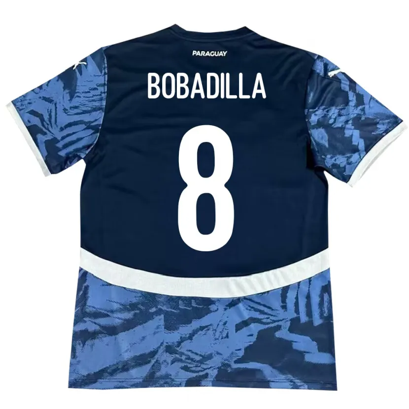 Danxen Uomo Maglia Paraguay Damián Bobadilla #8 Blu Kit Gara Away 24-26 Maglietta