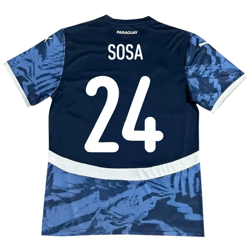 Danxen Uomo Maglia Paraguay Ramón Sosa #24 Blu Kit Gara Away 24-26 Maglietta