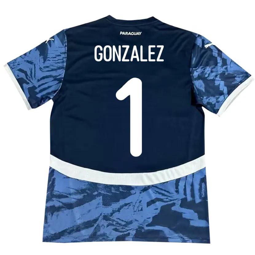 Danxen Uomo Maglia Paraguay Ángel González #1 Blu Kit Gara Away 24-26 Maglietta