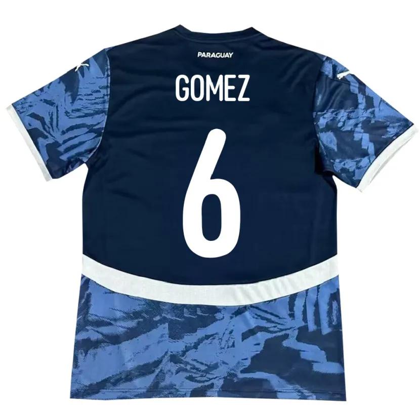 Danxen Uomo Maglia Paraguay Marcos Gómez #6 Blu Kit Gara Away 24-26 Maglietta