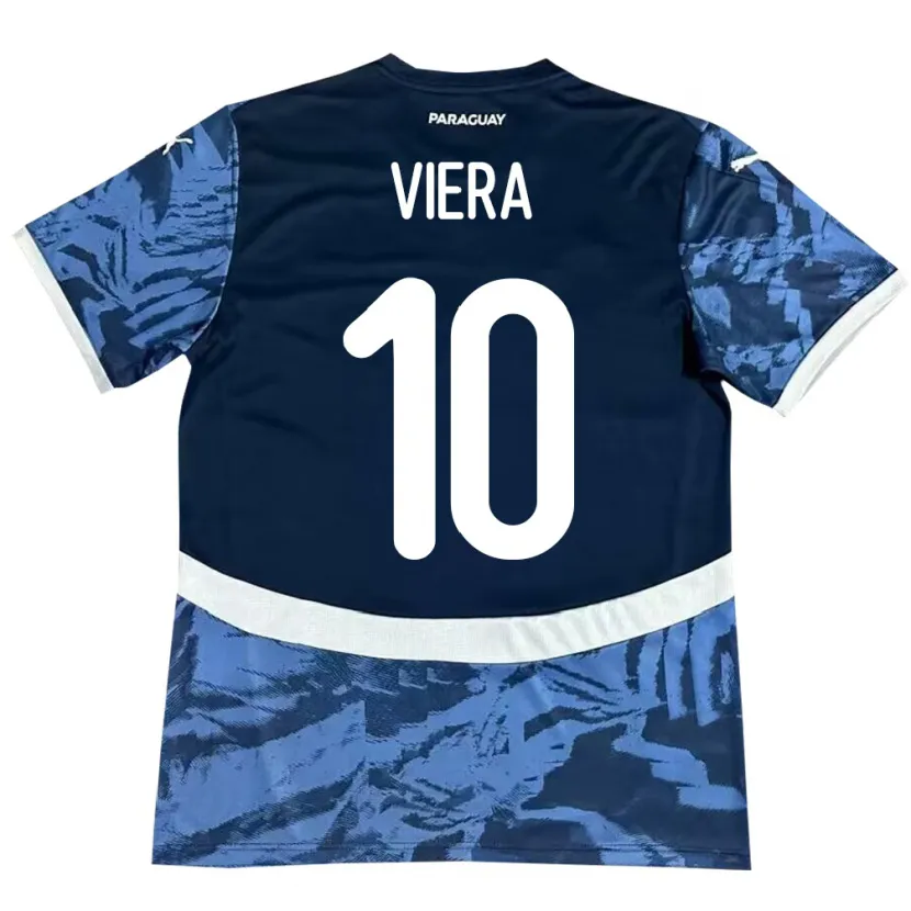Danxen Uomo Maglia Paraguay Wílder Viera #10 Blu Kit Gara Away 24-26 Maglietta